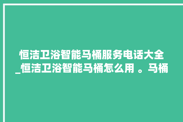 恒洁卫浴智能马桶服务电话大全_恒洁卫浴智能马桶怎么用 。马桶