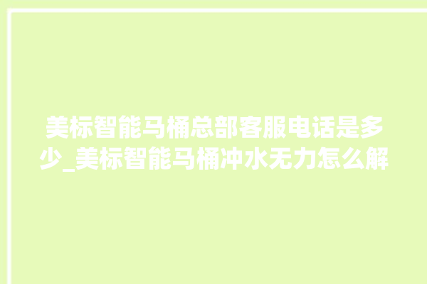 美标智能马桶总部客服电话是多少_美标智能马桶冲水无力怎么解决 。马桶