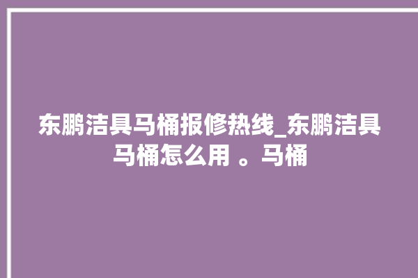 东鹏洁具马桶报修热线_东鹏洁具马桶怎么用 。马桶