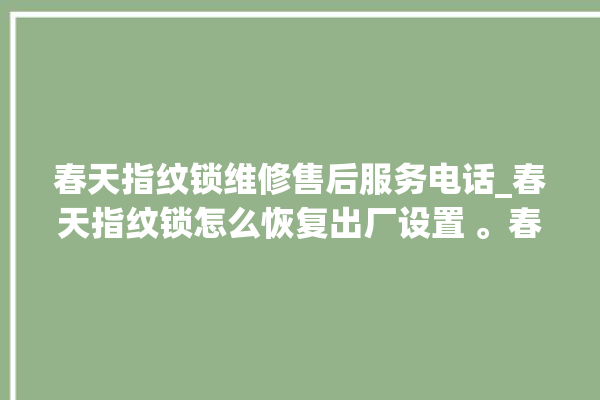 春天指纹锁维修售后服务电话_春天指纹锁怎么恢复出厂设置 。春天