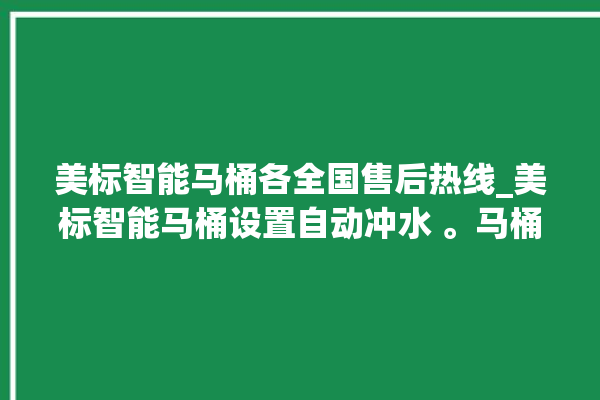 美标智能马桶各全国售后热线_美标智能马桶设置自动冲水 。马桶