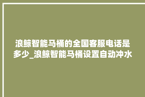 浪鲸智能马桶的全国客服电话是多少_浪鲸智能马桶设置自动冲水 。马桶