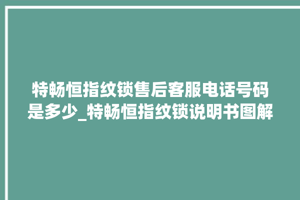 特畅恒指纹锁售后客服电话号码是多少_特畅恒指纹锁说明书图解 。恒指