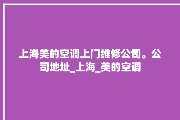 上海美的空调上门维修公司。公司地址_上海_美的空调