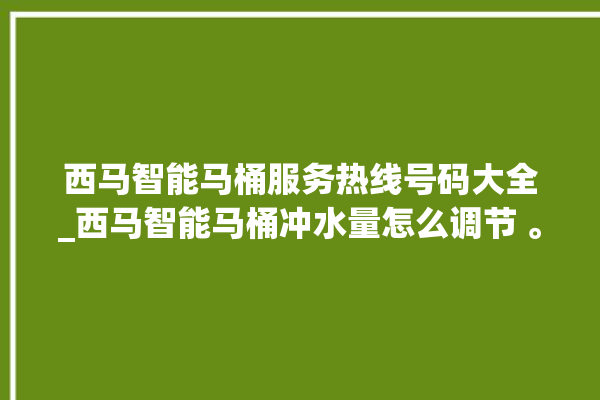 西马智能马桶服务热线号码大全_西马智能马桶冲水量怎么调节 。马桶