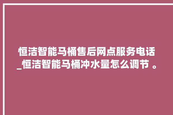 恒洁智能马桶售后网点服务电话_恒洁智能马桶冲水量怎么调节 。马桶