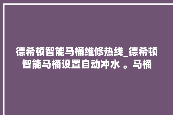 德希顿智能马桶维修热线_德希顿智能马桶设置自动冲水 。马桶