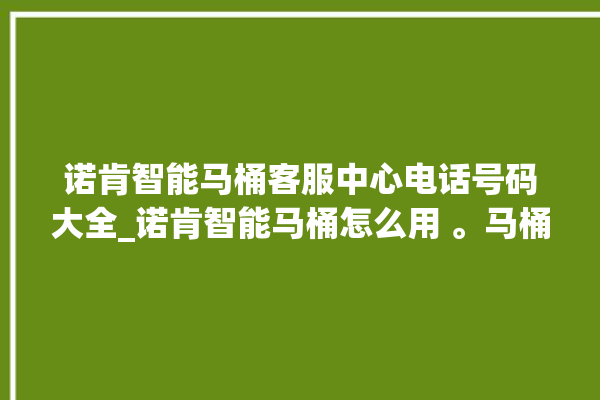 诺肯智能马桶客服中心电话号码大全_诺肯智能马桶怎么用 。马桶