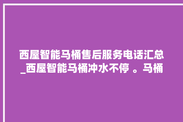 西屋智能马桶售后服务电话汇总_西屋智能马桶冲水不停 。马桶