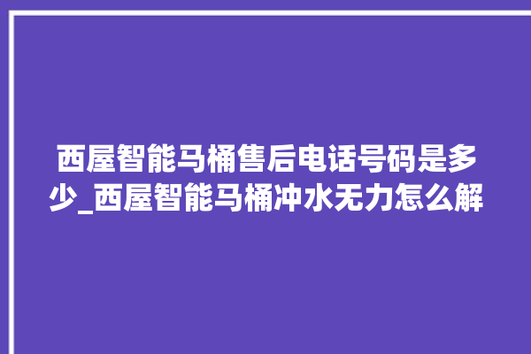 西屋智能马桶售后电话号码是多少_西屋智能马桶冲水无力怎么解决 。马桶