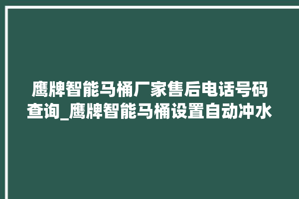 鹰牌智能马桶厂家售后电话号码查询_鹰牌智能马桶设置自动冲水 。马桶