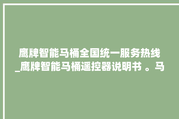 鹰牌智能马桶全国统一服务热线_鹰牌智能马桶遥控器说明书 。马桶