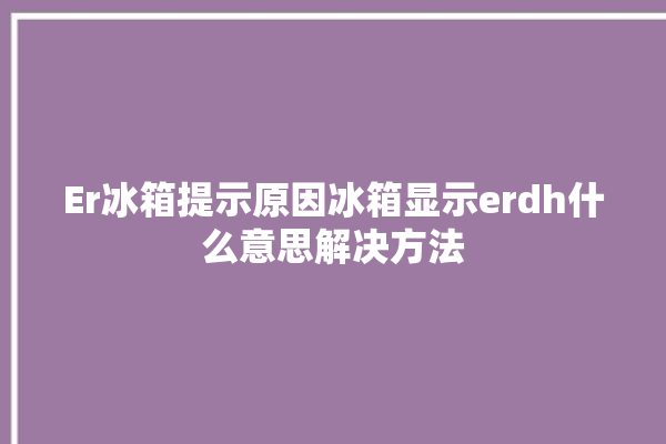 Er冰箱提示原因冰箱显示erdh什么意思解决方法