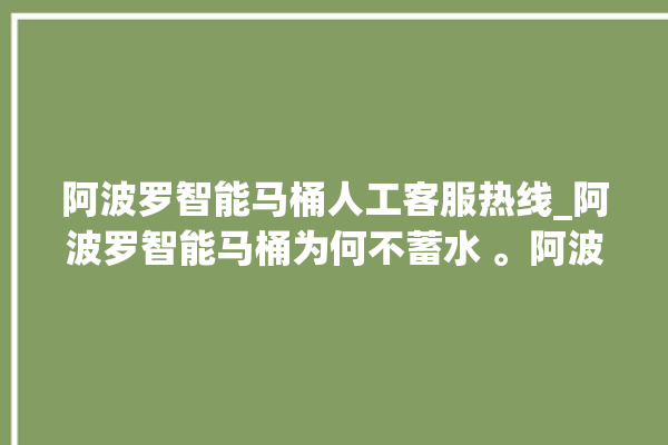 阿波罗智能马桶人工客服热线_阿波罗智能马桶为何不蓄水 。阿波罗