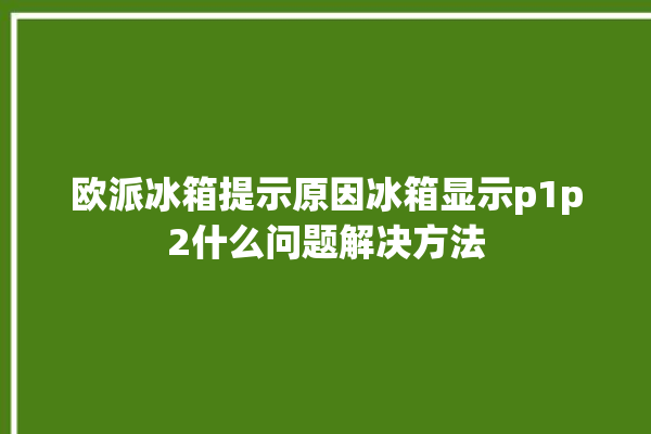 欧派冰箱提示原因冰箱显示p1p2什么问题解决方法