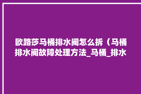 欧路莎马桶排水阀怎么拆（马桶排水阀故障处理方法_马桶_排水阀