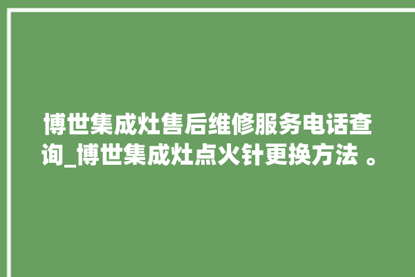 博世集成灶售后维修服务电话查询_博世集成灶点火针更换方法 。博世