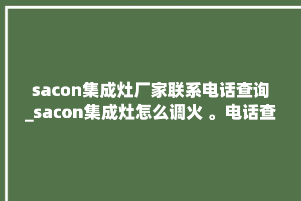 sacon集成灶厂家联系电话查询_sacon集成灶怎么调火 。电话查询