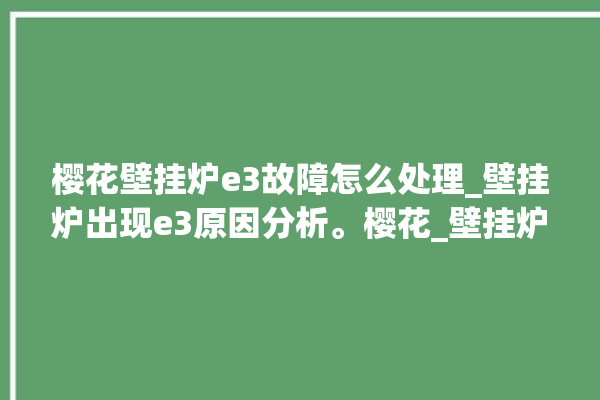 樱花壁挂炉e3故障怎么处理_壁挂炉出现e3原因分析。樱花_壁挂炉