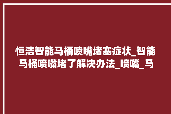 恒洁智能马桶喷嘴堵塞症状_智能马桶喷嘴堵了解决办法_喷嘴_马桶