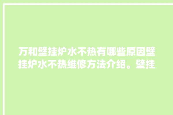 万和壁挂炉水不热有哪些原因壁挂炉水不热维修方法介绍。壁挂炉_原因