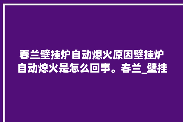 春兰壁挂炉自动熄火原因壁挂炉自动熄火是怎么回事。春兰_壁挂炉