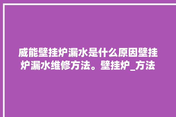 威能壁挂炉漏水是什么原因壁挂炉漏水维修方法。壁挂炉_方法