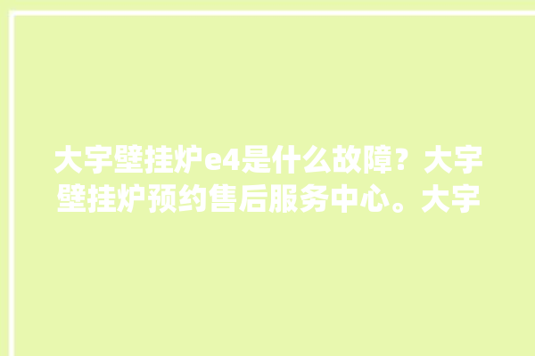 大宇壁挂炉e4是什么故障？大宇壁挂炉预约售后服务中心。大宇_壁挂炉