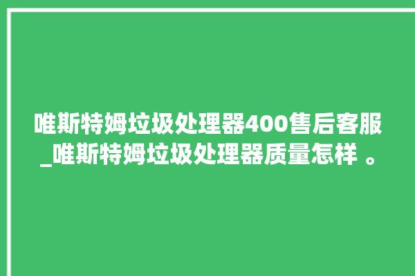 唯斯特姆垃圾处理器400售后客服_唯斯特姆垃圾处理器质量怎样 。斯特