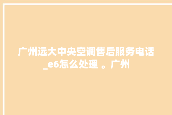 广州远大中央空调售后服务电话_e6怎么处理 。广州