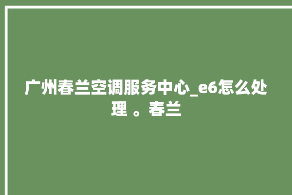 广州春兰空调服务中心_e6怎么处理 。春兰