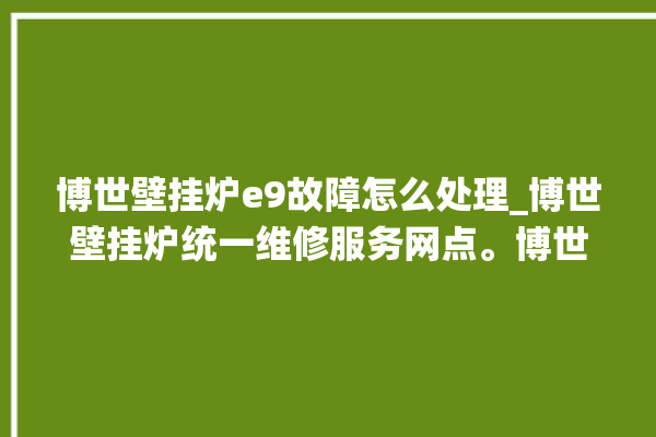 博世壁挂炉e9故障怎么处理_博世壁挂炉统一维修服务网点。博世_壁挂炉