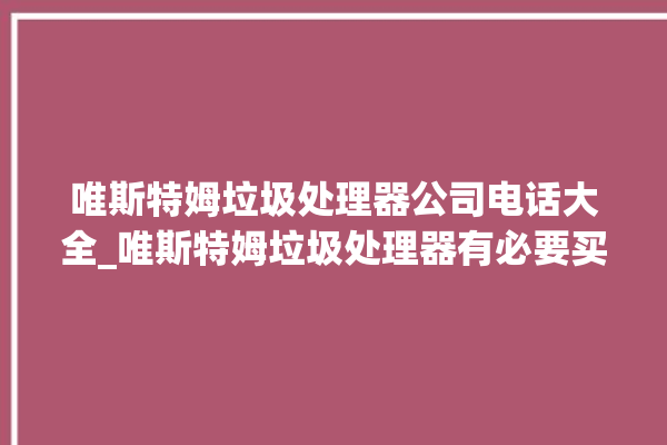 唯斯特姆垃圾处理器公司电话大全_唯斯特姆垃圾处理器有必要买吗 。斯特