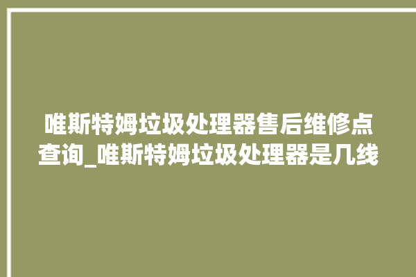 唯斯特姆垃圾处理器售后维修点查询_唯斯特姆垃圾处理器是几线品牌 。斯特