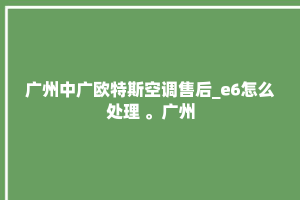 广州中广欧特斯空调售后_e6怎么处理 。广州