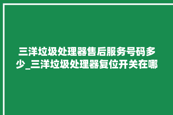 三洋垃圾处理器售后服务号码多少_三洋垃圾处理器复位开关在哪里 。处理器