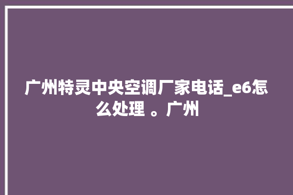 广州特灵中央空调厂家电话_e6怎么处理 。广州