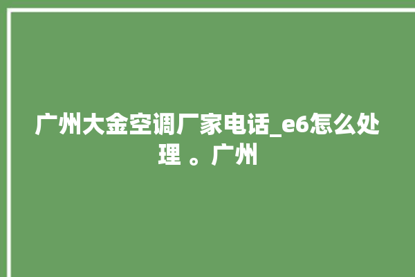 广州大金空调厂家电话_e6怎么处理 。广州