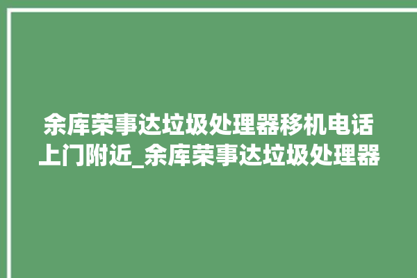 余库荣事达垃圾处理器移机电话上门附近_余库荣事达垃圾处理器有必要买吗 。处理器