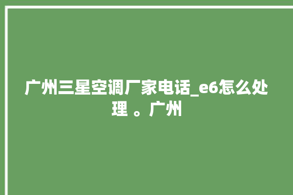 广州三星空调厂家电话_e6怎么处理 。广州