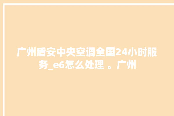 广州盾安中央空调全国24小时服务_e6怎么处理 。广州