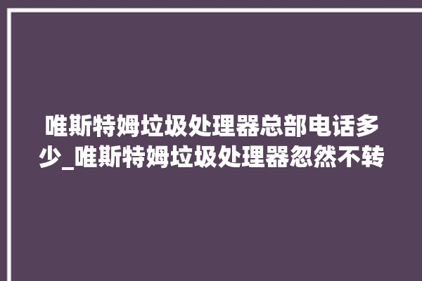 唯斯特姆垃圾处理器总部电话多少_唯斯特姆垃圾处理器忽然不转了 。斯特