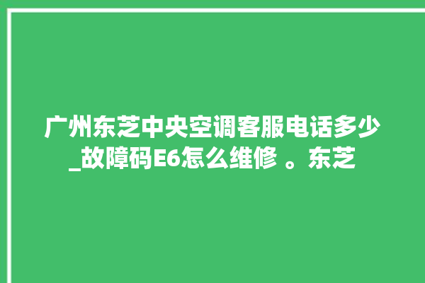 广州东芝中央空调客服电话多少_故障码E6怎么维修 。东芝