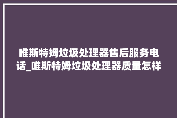 唯斯特姆垃圾处理器售后服务电话_唯斯特姆垃圾处理器质量怎样 。斯特