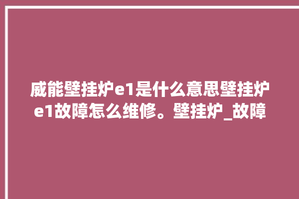 威能壁挂炉e1是什么意思壁挂炉e1故障怎么维修。壁挂炉_故障