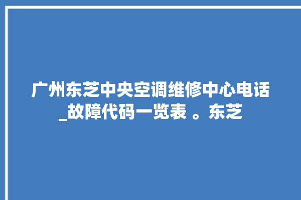 广州东芝中央空调维修中心电话_故障代码一览表 。东芝