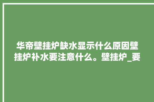 华帝壁挂炉缺水显示什么原因壁挂炉补水要注意什么。壁挂炉_要注意