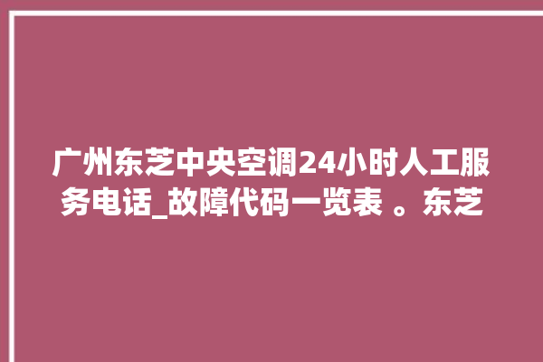 广州东芝中央空调24小时人工服务电话_故障代码一览表 。东芝