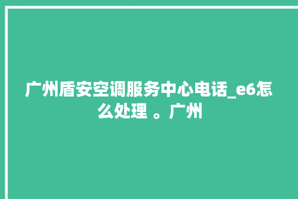 广州盾安空调服务中心电话_e6怎么处理 。广州