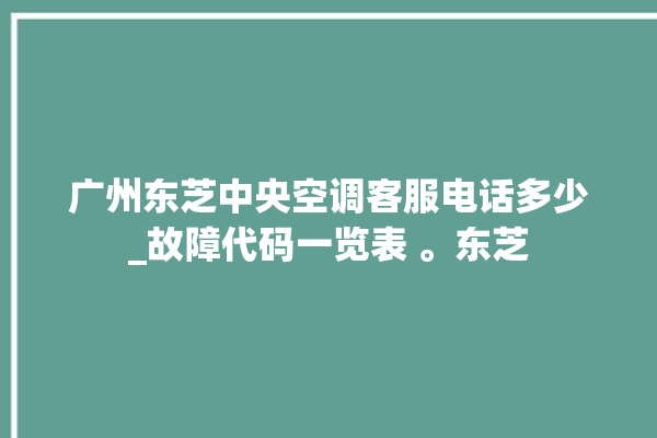 广州东芝中央空调客服电话多少_故障代码一览表 。东芝